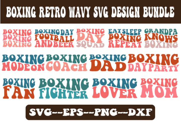 Boxing Retro Wavy SVG Design Bundle for Crafts and Graphics
