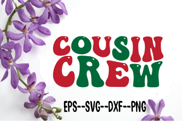 Cousin CREW Christmas Retro Wavy Svg for Crafts and Graphics