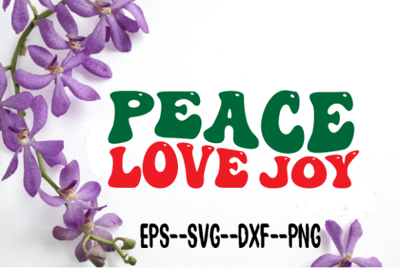Peace Love Joy Christmas Retro Wavy Svg for Crafts and Graphics