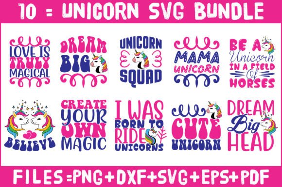 Unicorn SVG Design Bundle for Crafts and Graphics